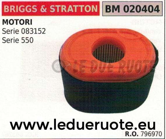 796970 FILTRO ARIA COMPLETO MOTORE BRIGGS & STRATTON SERIE 083152 550