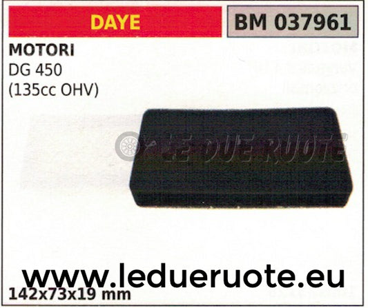 SPUGNA FILTRO ARIA MOTORE DAYE DG 450 135cc OHV 142x73x19