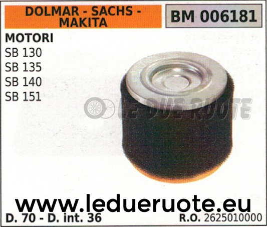 2625010000 FILTRO ARIA MOTORE DOLMAR SACHS MAKITA SB 130 135 140 151