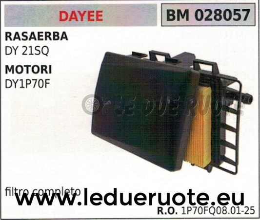 1P70FQ080012 FILTRO ARIA COMPLETO RASAERBA TOSAERBA DY 21SQ MOTORE DAYEE DY1P70F
