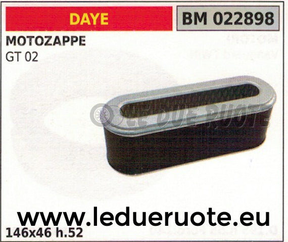 FILTRO ARIA MOTORE DAYE DG GT 02 146x46x52