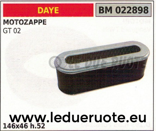 FILTRO ARIA MOTORE DAYE DG GT 02 146x46x52