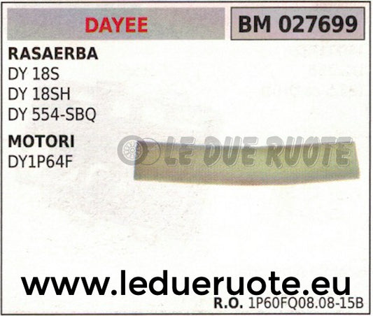 SPUGNA FILTRO ARIA RASAERBA TOSAERBA DY 18S 18SH 554-SBQ MOTORE DAYEE DY1P64F