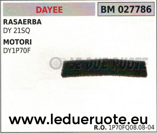 1P70FQ080804 SPUGNA FILTRO ARIA RASAERBA TOSAERBA DY 21SQ MOTORE DAYEE DY1P70F
