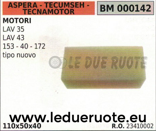 23410002 FILTRO ARIA ASPERA TECUMSEH TECNAMOTOR  LAV 35 42 153 40 172 110x50x40