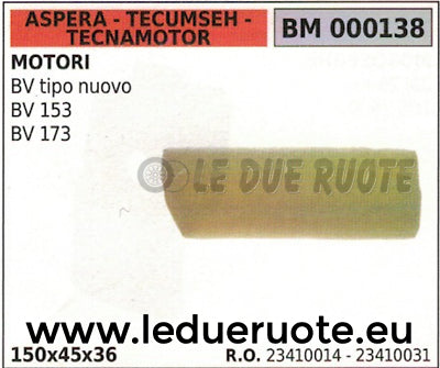 23410031 FILTRO ARIA MOTORE ASPERA TECUMSEH TECNAMOTOR BV153 BV173 150x45x36
