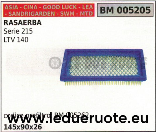 FILTRO ARIA COMPLETO RASAERBA CINESE SWM IMPORTAZIONE SANDRIGARDEN 145x90x26