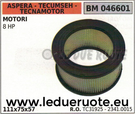31925 23410015 FILTRO ARIA ASPERA TECUMSEH TECNAMOTOR MOTORI 8 HP 111x75x57