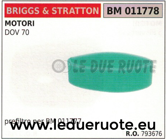 793626 790388 SPUGNA FILTRO ARIA MOTORE BRIGGS & STRATTON DOV 70 120x75x55