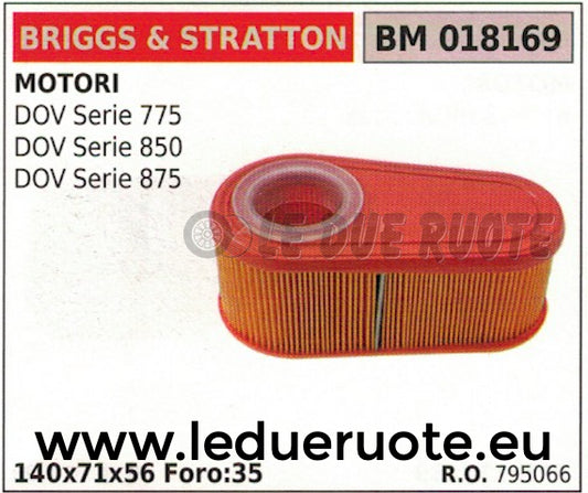 795066 FILTRO ARIA MOTORE BRIGGS & STRATTON DOV SERIE 775 850 875 140x71x56
