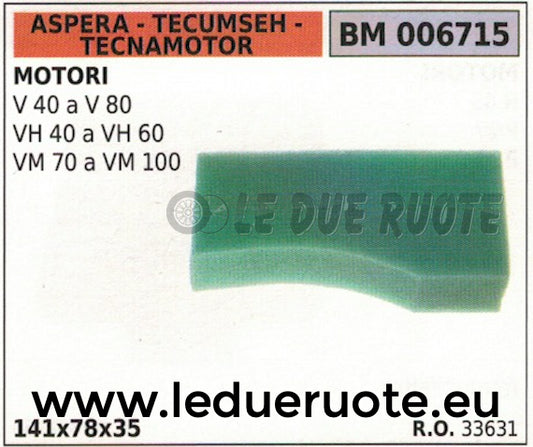 33631 FILTRO ARIA ASPERA TECUMSEH TECNAMOTOR V 40/80 VH 40/60 VM 70/100 141x78