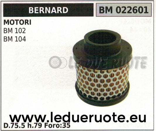 FILTRO ARIA COMPLETO MOTORE BERNARD BM 102 104 D 75.7 d 35 H 79