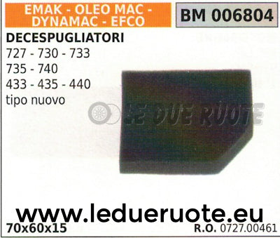 072700461 FILTRO ARIA DECESPUGLIATORE EFCO OLEOMAC 433 435 440 70x60x15