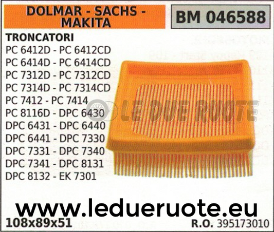395173010 FILTRO ARIA TRONCATRICE DOLMAR SACHS MAKITA DPC 6440 6441 7330 7331