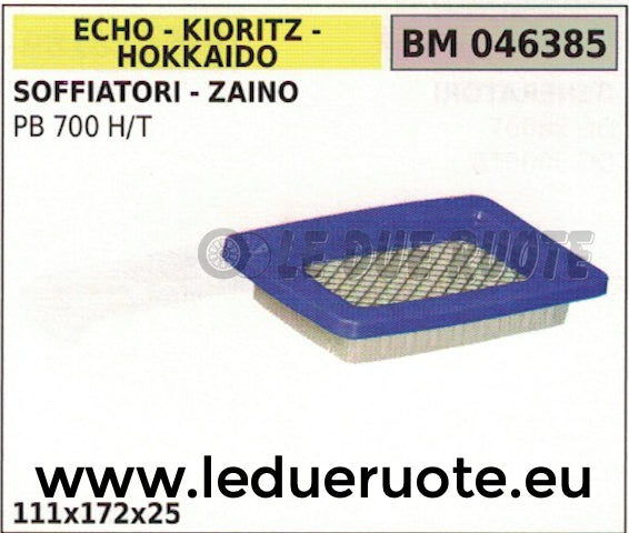FILTRO ARIA SOFFIATORE ZAINO ECHO KIORITZ HOKKAIDO PB 7000 H T 111x172x25