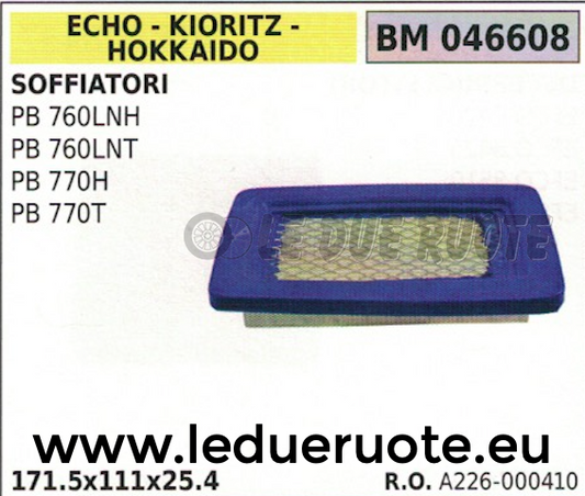 A226000410 FILTRO ARIA SOFFIATORE ECHO KIORITZ HOKKAIDO PB 760 770 171.5x111x25
