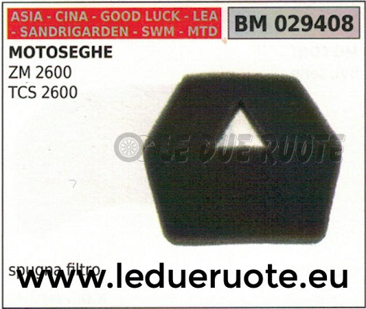 SPUGNA FILTRO ARIA MOTOSEGA CINESE SWM MTD IMPORTAZIONE SANDRIGARDEN ZM TCS 2600