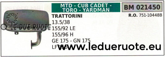 75110448 MARMITTA SCARICO TRATTORINO RASAERBA YARDMAN 13.5/38 155/92 155/96
