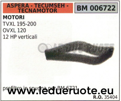 35404 SPUGNA FILTRO ARIA ASPERA TECUMSEH TECNAMOTOR TVXL 195 200 OVXL