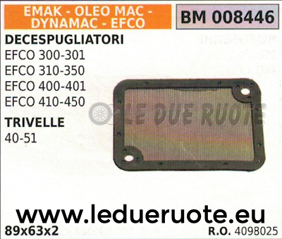 4098025 FILTRO ARIA DECESPUGLIATORE EFCO 300 301 310 350 400 401 410 4