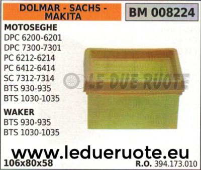 394173010 FILTRO ARIA MOTOSEGA DOLMAR SACHS MAKITA DPC 7301 PC 6212 10