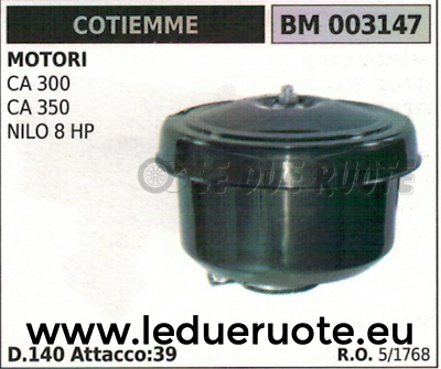 51768 FILTRO ARIA COMPLETO MOTORE COTIEMME CA 300 350 NILO 8 HP Ø EST