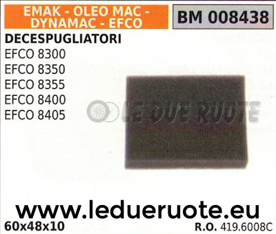 4196008C FILTRO ARIA DECESPUGLIATORE EFCO 8300 8350 8355 8400 8405 60x