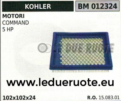 1508301 FILTRO ARIA COMPLETO MOTORE KOHLER COMMAND 5 HP 102x102x24