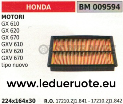 17210ZJ1841 FILTRO ARIA MOTORE HONDA GX 610 620 670 GXV 610 620 670 22