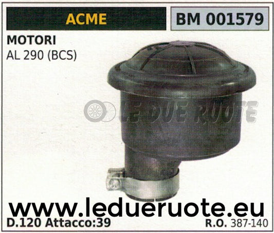 387140 FILTRO ARIA COMPLETO MOTORE ACME AL 290 BCS Ø120 ATTACCO 39