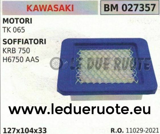 110292021 FILTRO ARIA MOTORE KAWASAKI TK 065 SOFFIATORE HRB 750 H6750AAS 127x104