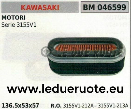 3155V1212A 3155V1213A FILTRO ARIA MOTORE KAWASAKI SERIE 3155V1 136.5x53x57