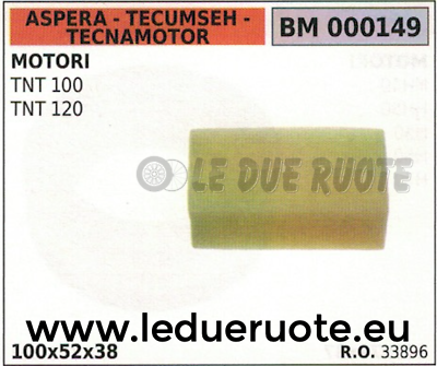 33896 SPUGNA FILTRO ARIA MOTORE ASPERA TECUMSEH TECNAMOTOR TNT 100 120 100x52x38