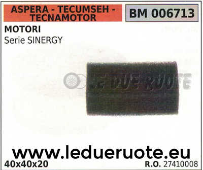 27410008 FILTRO ARIA MOTORE ASPERA TECUMSEH TECNAMOTOR SINERGY 40x40x20