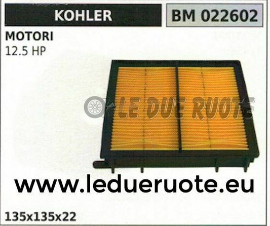 FILTRO ARIA COMPLETO MOTORE KOHLER 12.5 HP CV 135x135x22