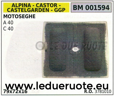 3781010 FILTRO ARIA MOTOSEGA CASTELGARDEN CASTOR ALPINA A C 40 79x72x16