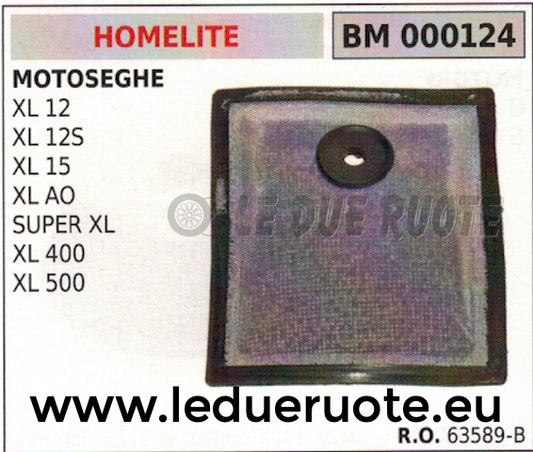 63589B FILTRO ARIA MOTOSEGA HOMELITE XL 12 12S 15 A0 400 500 SUPERXL