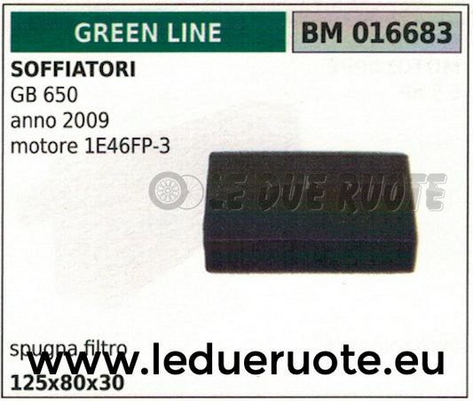 SPUGNA FILTRO ARIA SOFFIATORE GREENLINE GREENCUT GB 650 2009 1E46PF-3 125x80x30