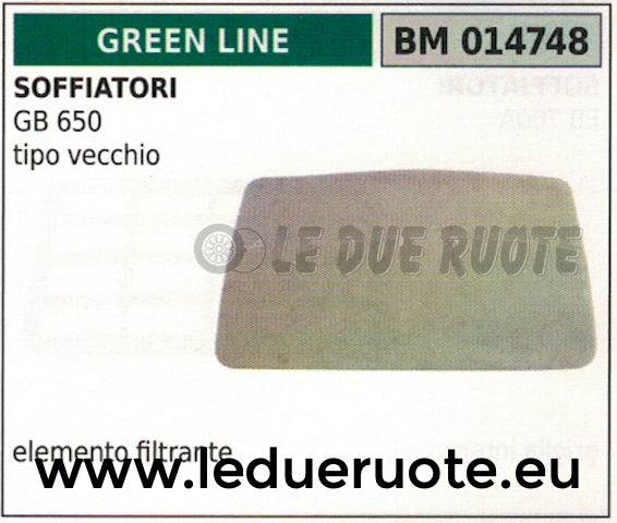 ELEMENTO FILTRANTE FILTRO ARIA SOFFIATORE GREENLINE GREENCUT GB 650 VECCHIO TIPO