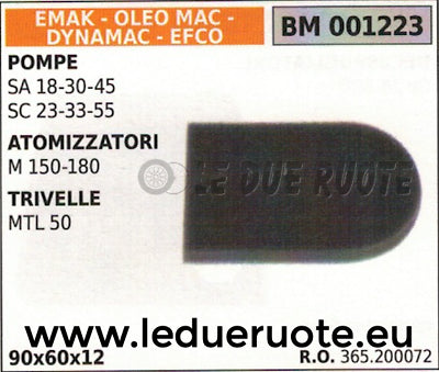365200072 SPUGNA FILTRO ARIA TRIVELLA MOTOTRIVELLA OLEOMAC EFCO MTL 50 90x60x12