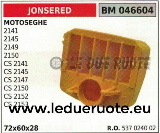 537024002 FILTRO ARIA MOTOSEGA JONSERED CS 2145 2147 2150 2152 2153 72x60x28