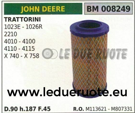 M113621 FILTRO ARIA TRATTORINO RASAERBA JOHN DEERE 4100 4110 4115 740 758 90x187