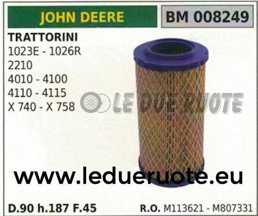 M113621 FILTRO ARIA TRATTORINO RASAERBA JOHN DEERE 1023E 1026R 2210 4010 90x187