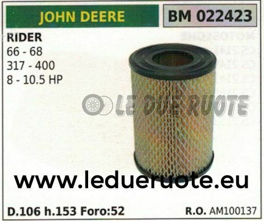 AM100137 FILTRO ARIA TRATTORINO RASAERBA JOHN DEERE 66-68 317-400 8 Ø 106