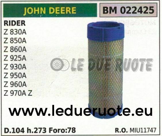 MIU11747 FILTRO ARIA TRATTORINO RASAERBA JOHN DEERE Z 830A 850A 860A 925A 930A