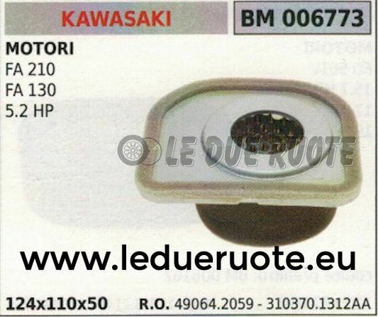 490642059 FILTRO ARIA COMPLETO MOTORE KAWASAKI FA 130 210 5.2HP 124x110x50