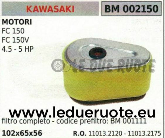 110132120 110132175 FILTRO ARIA MOTORE KAWASAKI FC 150 150V 102x65x56 4.5 5 HP