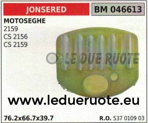537010903 FILTRO ARIA MOTOSEGA JONSERED 2159 CS 2156 2159 76.2x66.6x39.7