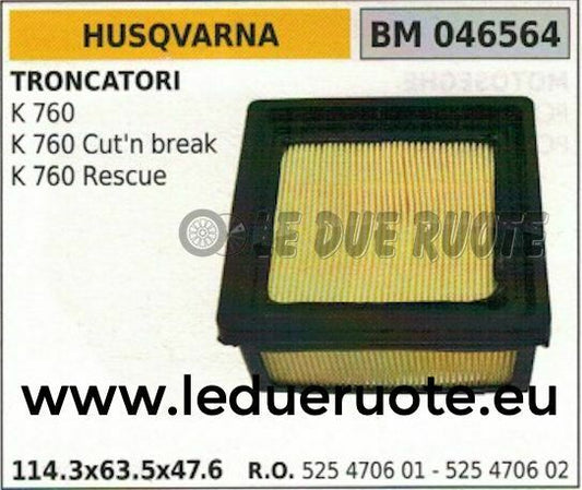 525470602 FILTRO ARIA TRONCATORE TRONCATRICE HUSQVARNA K 760 CUT'N BREAK RESCUE
