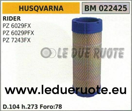 FILTRO ARIA COMPLETO TRATTORINO RASAERBA HUSQVARNA PZ 6029FX 6029PFX 7243FX